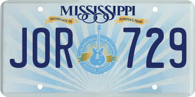 MS license plate JOR729