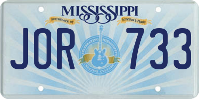 MS license plate JOR733