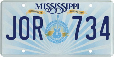 MS license plate JOR734
