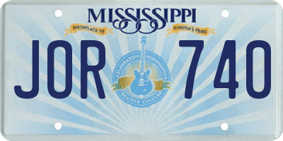 MS license plate JOR740