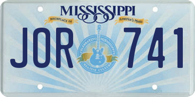 MS license plate JOR741