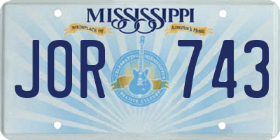 MS license plate JOR743