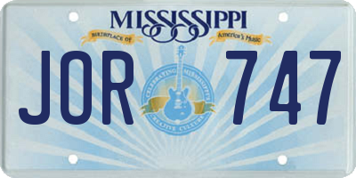 MS license plate JOR747