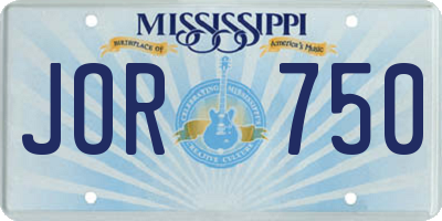 MS license plate JOR750