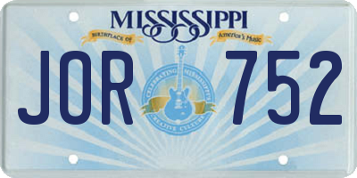 MS license plate JOR752