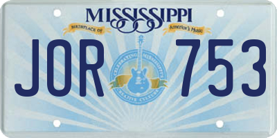 MS license plate JOR753