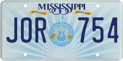 MS license plate JOR754