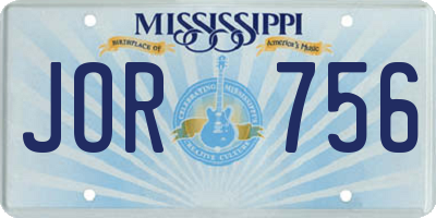 MS license plate JOR756