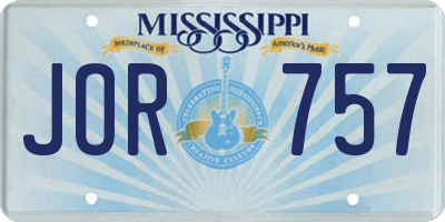 MS license plate JOR757