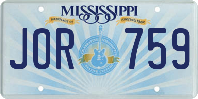 MS license plate JOR759