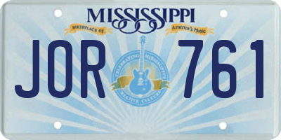 MS license plate JOR761