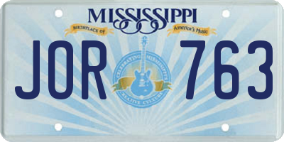MS license plate JOR763