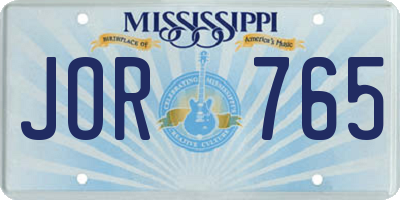 MS license plate JOR765