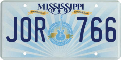 MS license plate JOR766