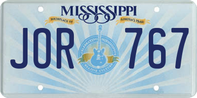 MS license plate JOR767