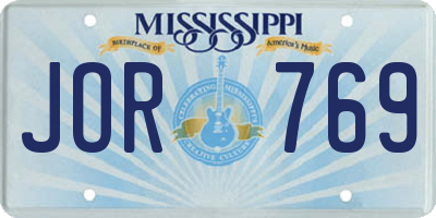 MS license plate JOR769
