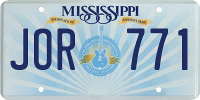 MS license plate JOR771