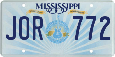 MS license plate JOR772