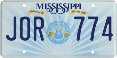 MS license plate JOR774