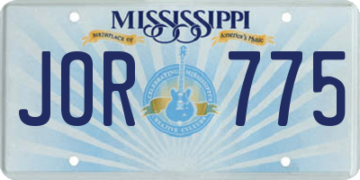 MS license plate JOR775