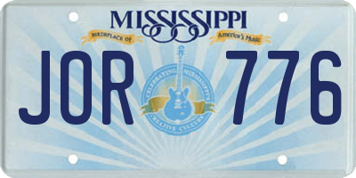 MS license plate JOR776
