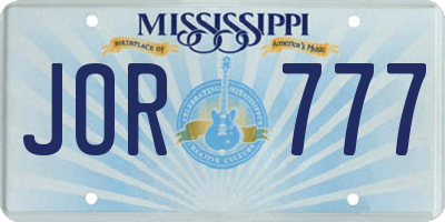 MS license plate JOR777
