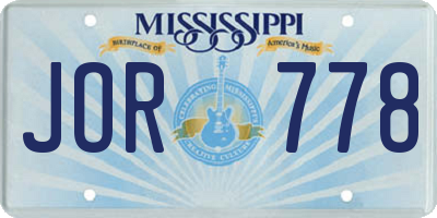 MS license plate JOR778