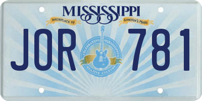 MS license plate JOR781