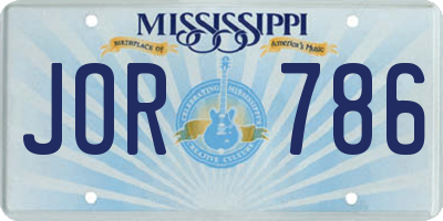 MS license plate JOR786