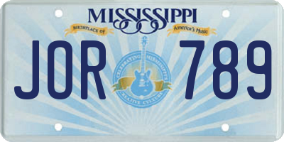MS license plate JOR789