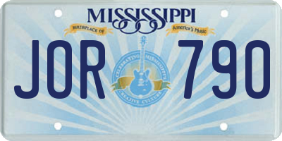 MS license plate JOR790