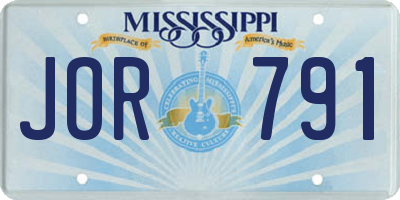 MS license plate JOR791