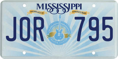 MS license plate JOR795