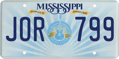MS license plate JOR799