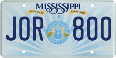 MS license plate JOR800