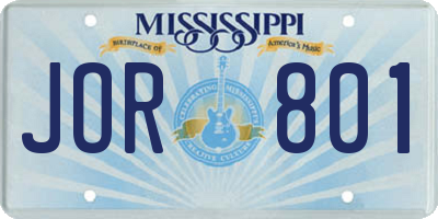 MS license plate JOR801