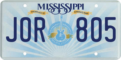 MS license plate JOR805