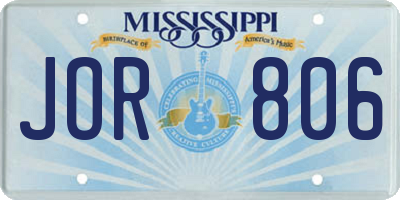 MS license plate JOR806