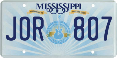 MS license plate JOR807