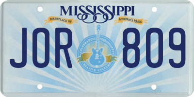 MS license plate JOR809