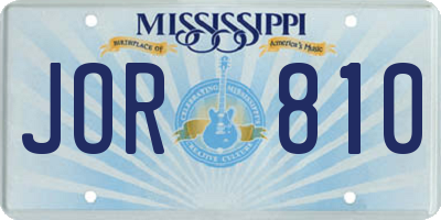 MS license plate JOR810