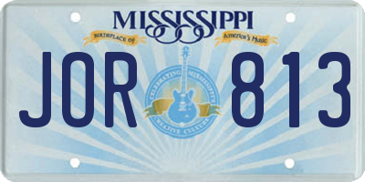MS license plate JOR813