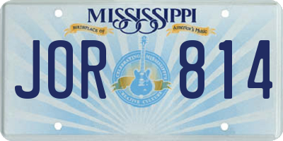 MS license plate JOR814