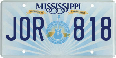 MS license plate JOR818