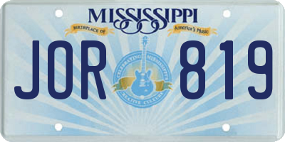 MS license plate JOR819