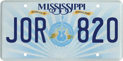 MS license plate JOR820