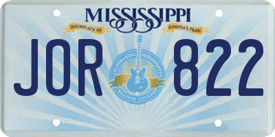MS license plate JOR822