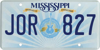 MS license plate JOR827