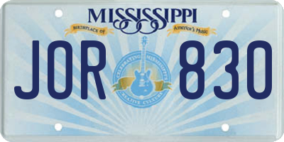 MS license plate JOR830