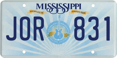 MS license plate JOR831